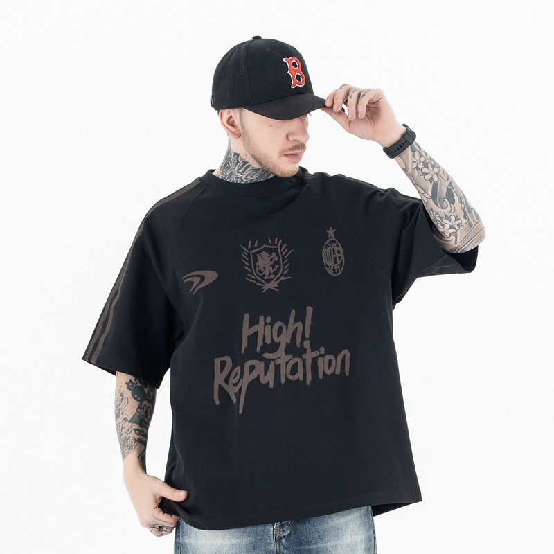 Vintage 90s Hip Hop Clothing Summer Graffiti Short Sleeve T-Shirt