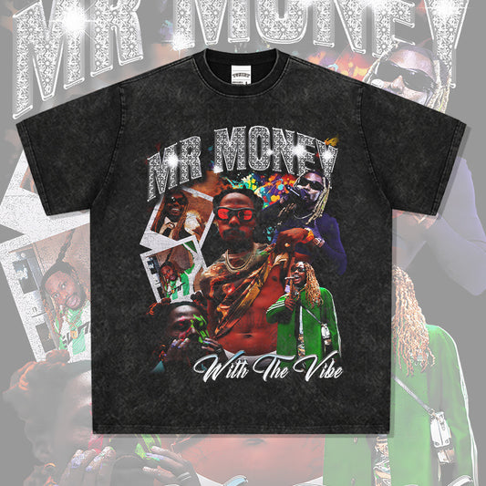 Marcas streetwear usa vintage hip hop Asake print short sleeve t-shirt