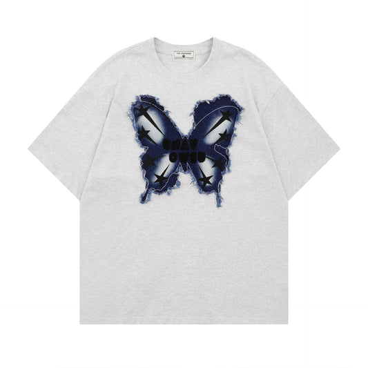 Ye T Shirt Summer Paleo Loose Butterfly Embroidery Short Sleeve T