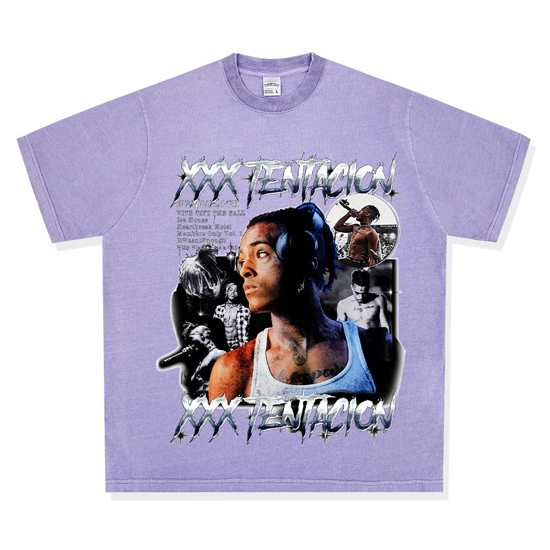 New york hip hop shop XXX Tentacion vintage vintage hip hop rap print short sleeve t-shirt