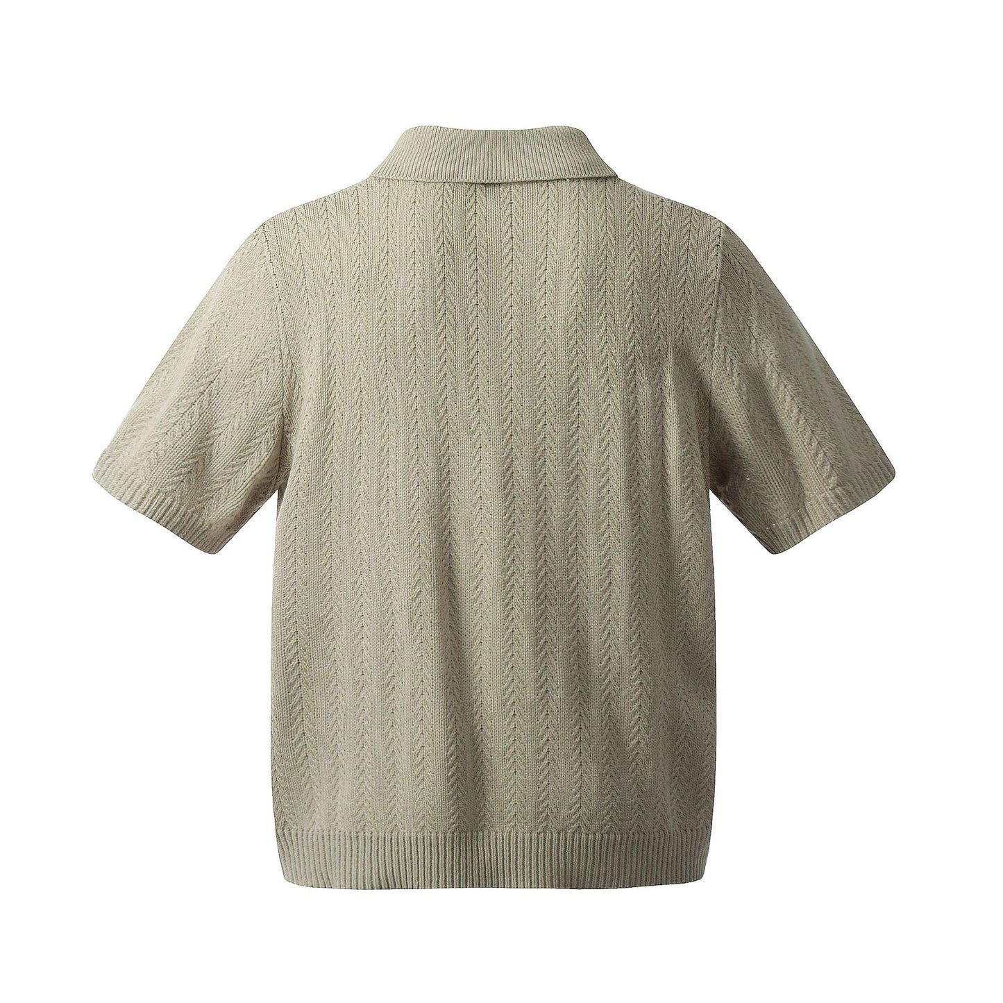 Hustle vintage summer vintage cutout knitted sweater short sleeve polo neck sweater