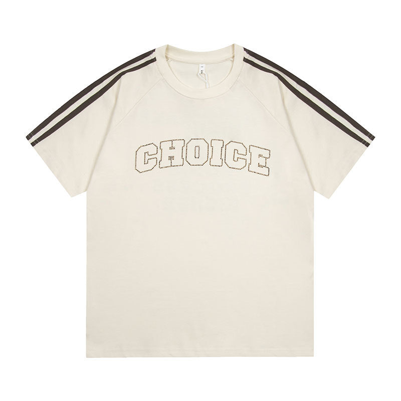 Vintage Usa Shirt Vintage Alphabet Short Sleeve T-Shirt Loose Top