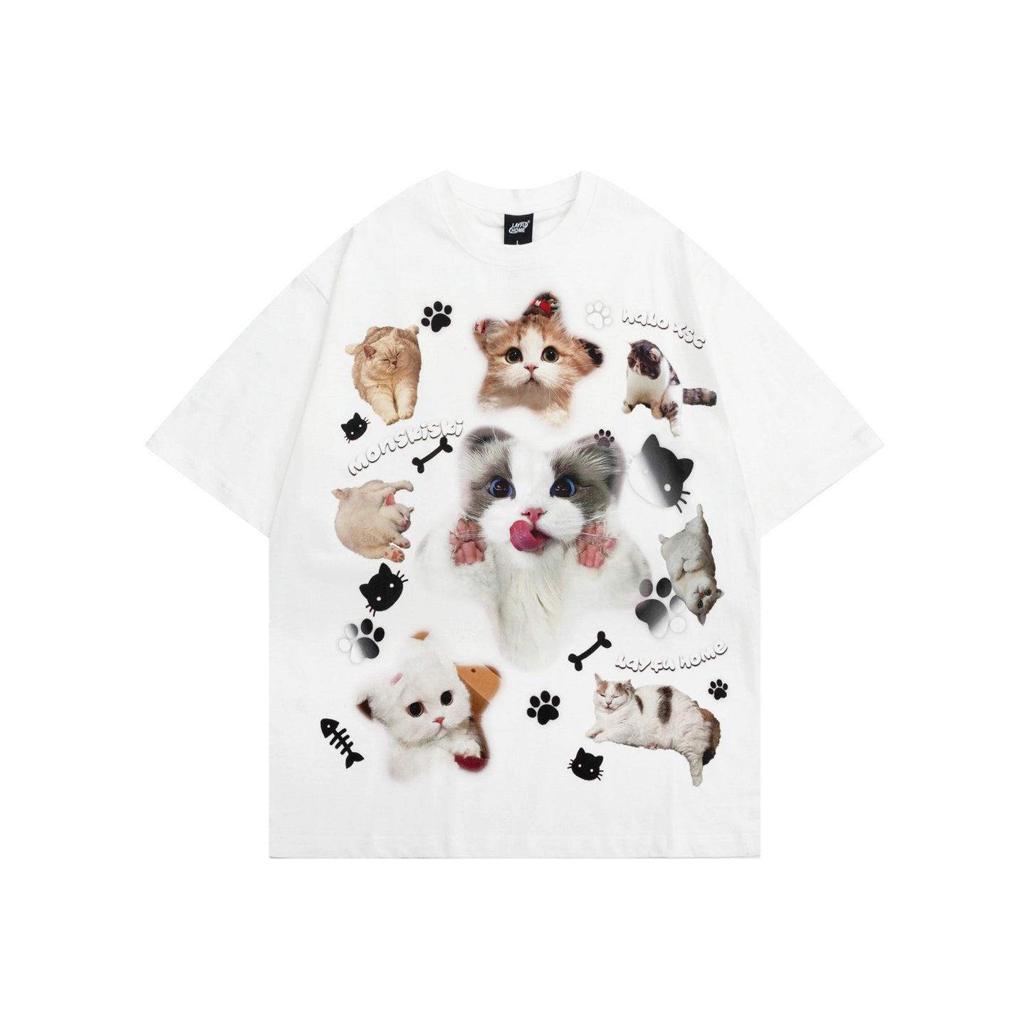 Vintage tarz t shirt vintage cat short sleeve t-shirt summer loose casual top