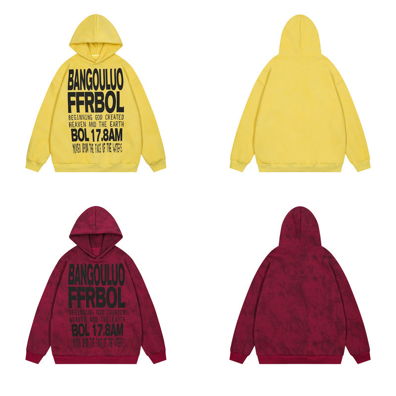 Streetwear Hoodie Hip Hop Vintage Old English Alphabet Print Hooded Sweater