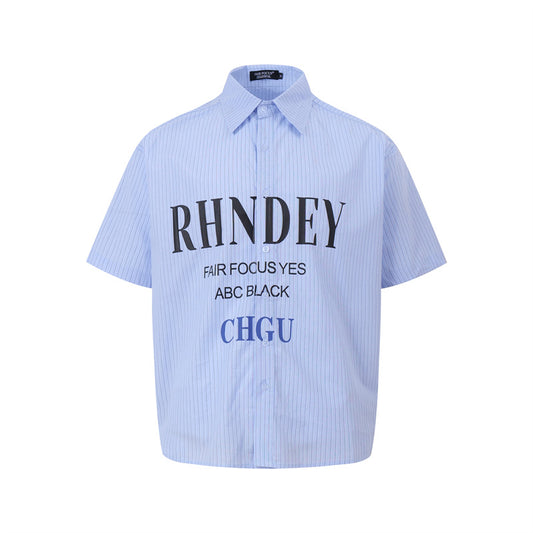 Casual Street Wear Vertical Striped Short Sleeve Shirt Summer Loose Casual Shirt