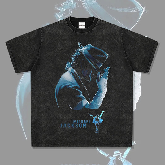 Streetwear masculino vintage jackson print short sleeve hip hop vintage t-shirt