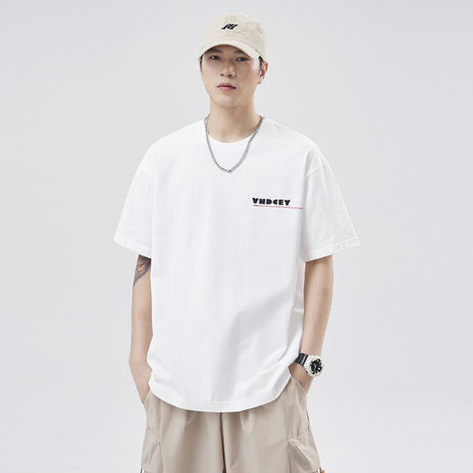 Men T-shirts Spring Summer Loose Print White Short Sleeves