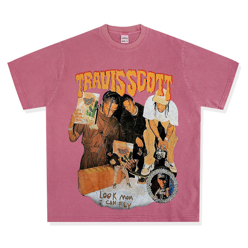 New york hip hop shop hip hop travis scott print long sleeve short sleeve t-shirt