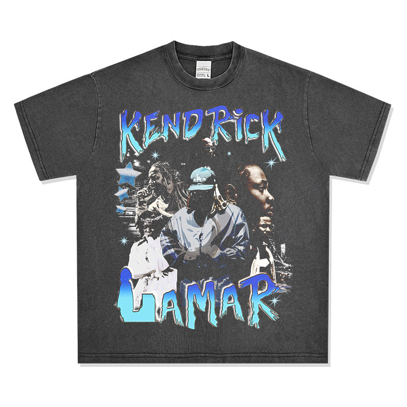 Streetwear masculino vintage hip hop kung fu kendrick print short sleeve t-shirt