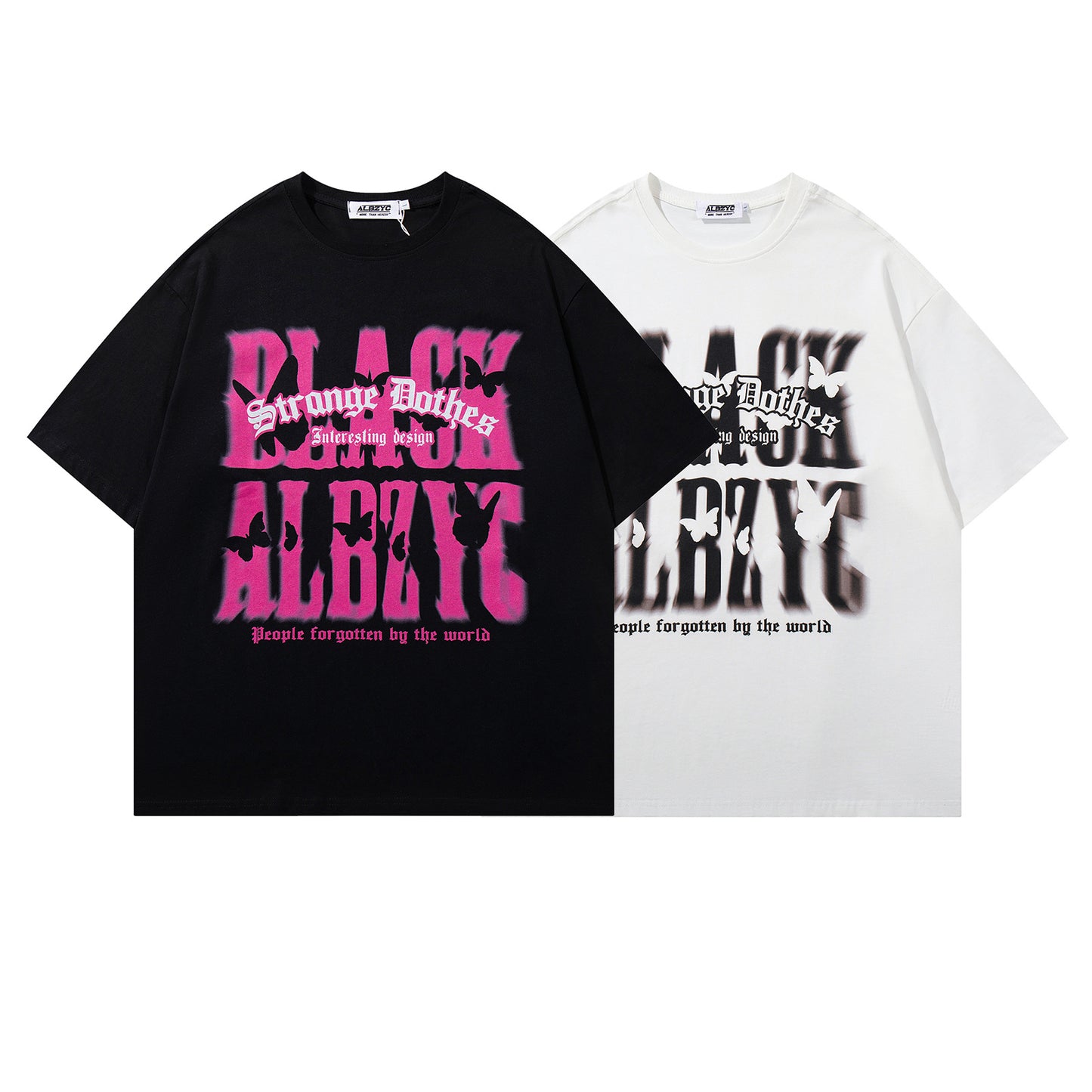 USA Vintage T-Shirt Vintage Graffiti Butterfly Letter Male Summer