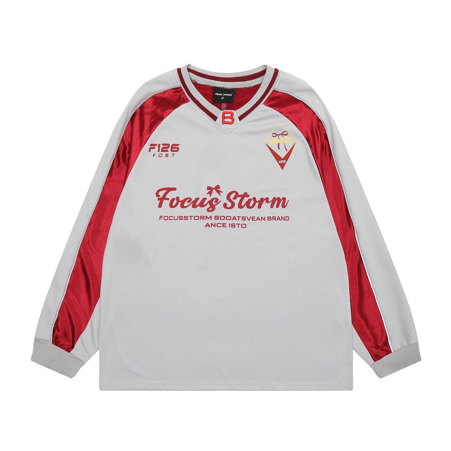 New York Hip Hop Style Fall/Winter Retro Long Sleeve T-Shirt Loose Sports V-Neck Jersey