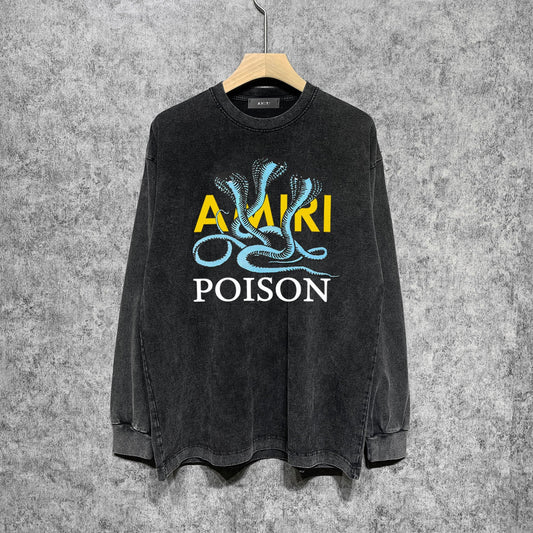 Amiri Long-Sleeve Shirt Cobra Pattern Vintage Long Sleeve T-shirt