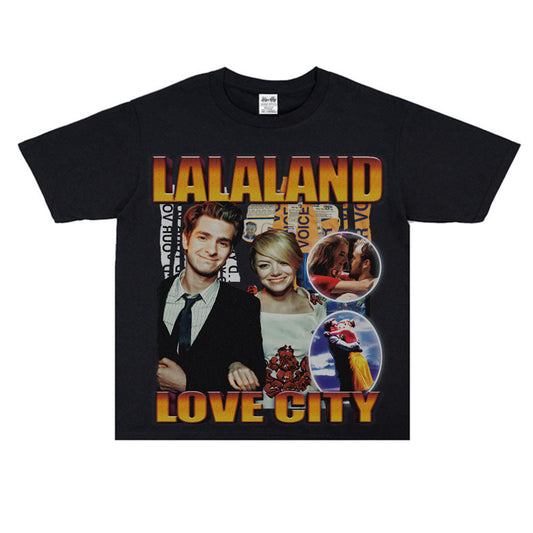 Film Star T Shirt Loose Retro Street Cotton American T-shirt Men and Women