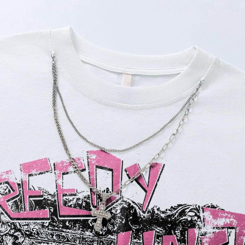 US drip outfits summer vintage avatar print casual loose short sleeve T-Shirts