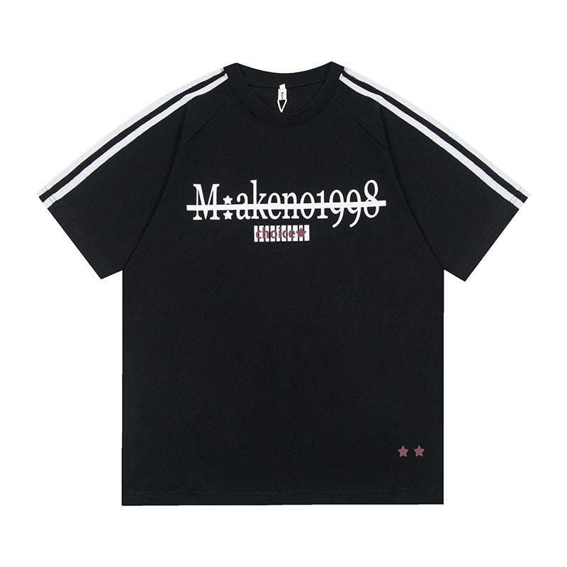 Vintage Usa Shirt Vintage Alphabet Print Short Sleeve T-Shirt