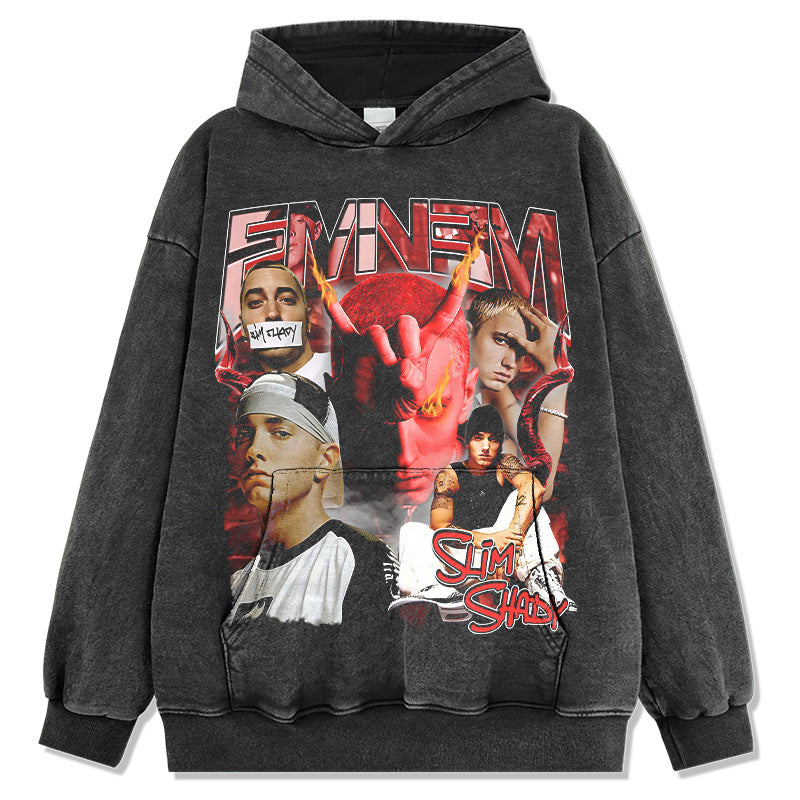 Marcas streetwear usa vintage emminem print batik hooded sweater