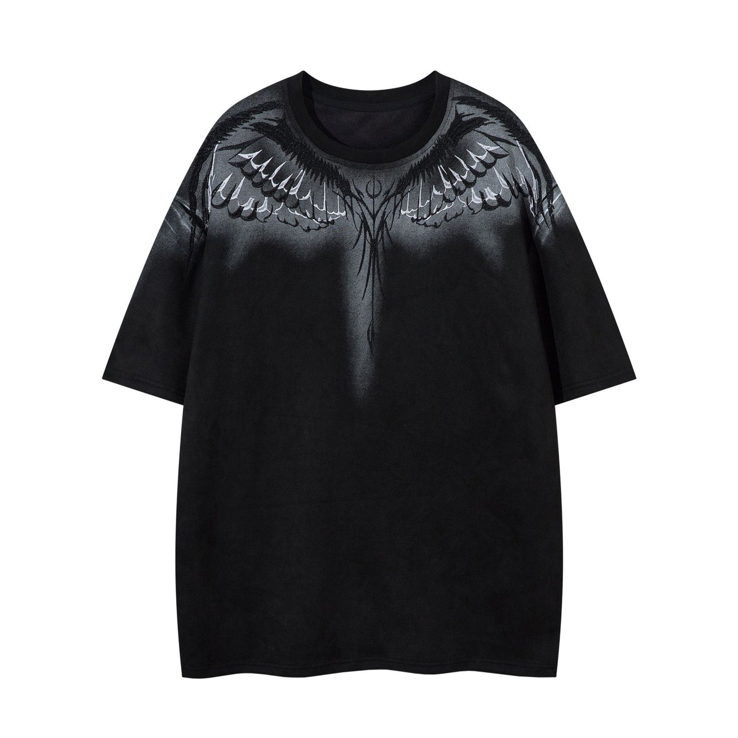Hip hop clothing new york summer angel wings embroidered short sleeve t-shirt