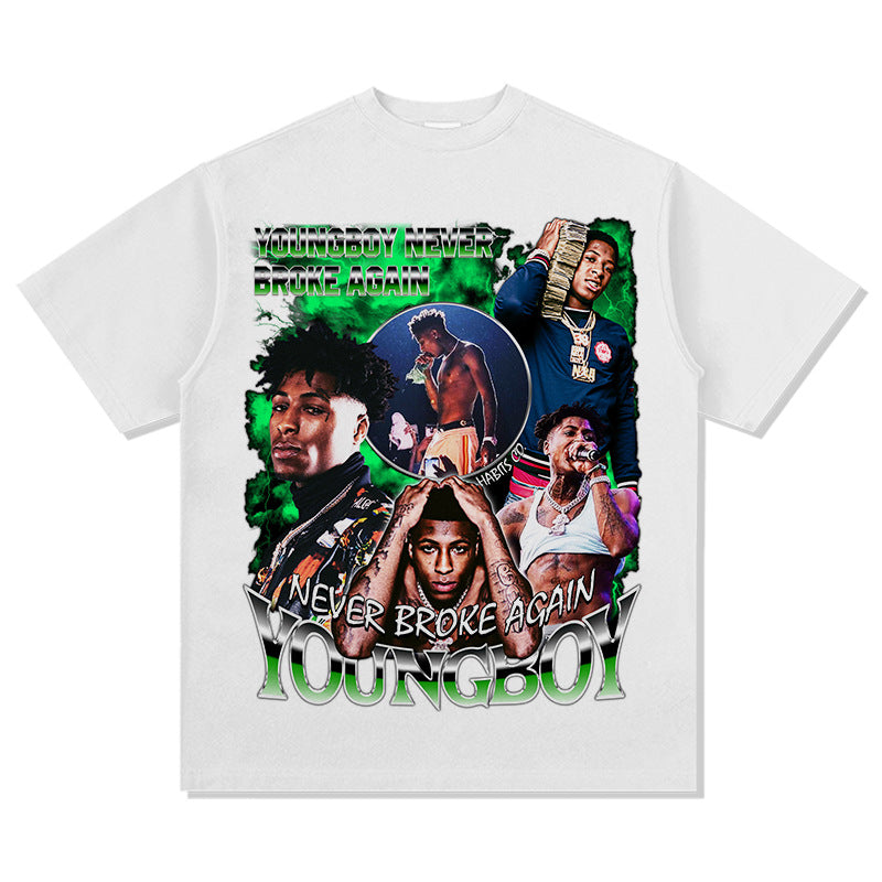 Streetwear Masculino Retro Hip Hop Young Boy Print Short Sleeve T-Shirt