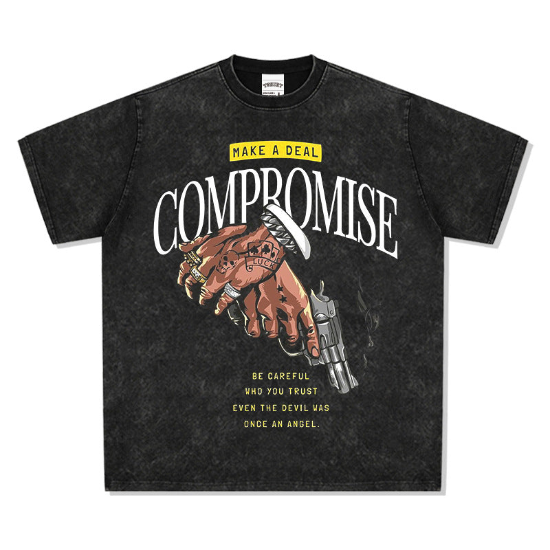 New york hip hop shop summer vintage print short sleeve t-shirt