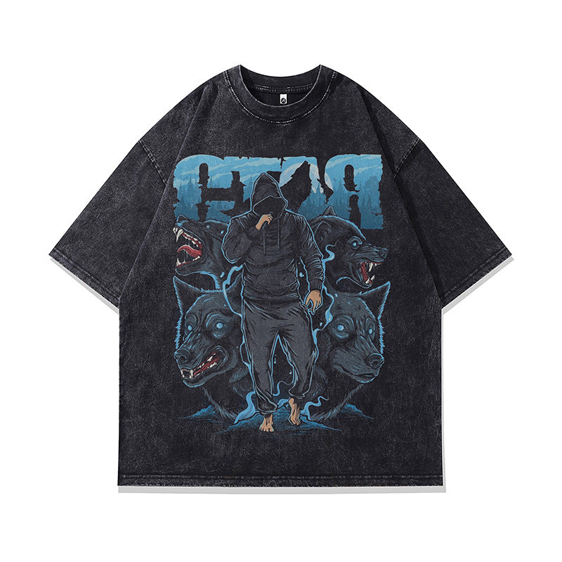 Ropa Vintage Hombre Vintage Wash Make Old Crew Neck Short Sleeve T-Shirt Oversize