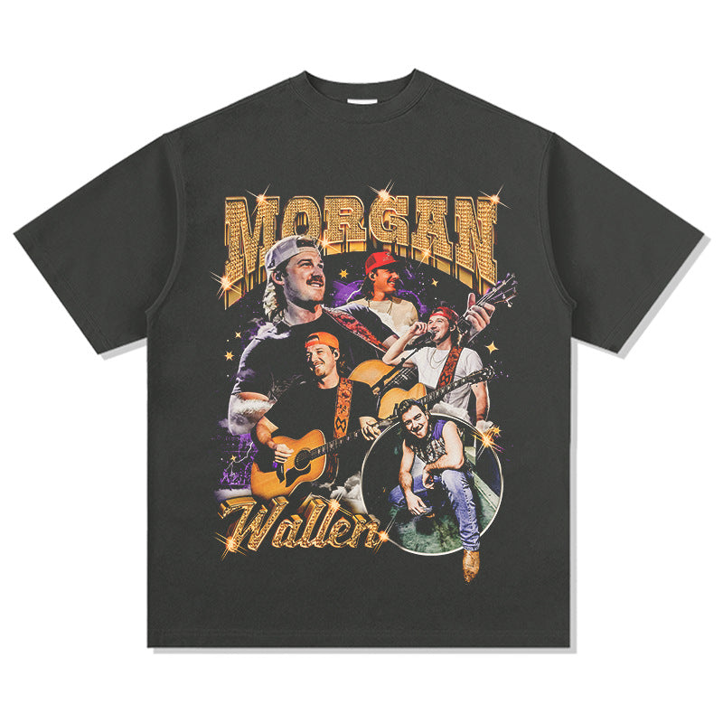Streetwear masculino Morgan Wallen hip hop short sleeve vintage t-shirt