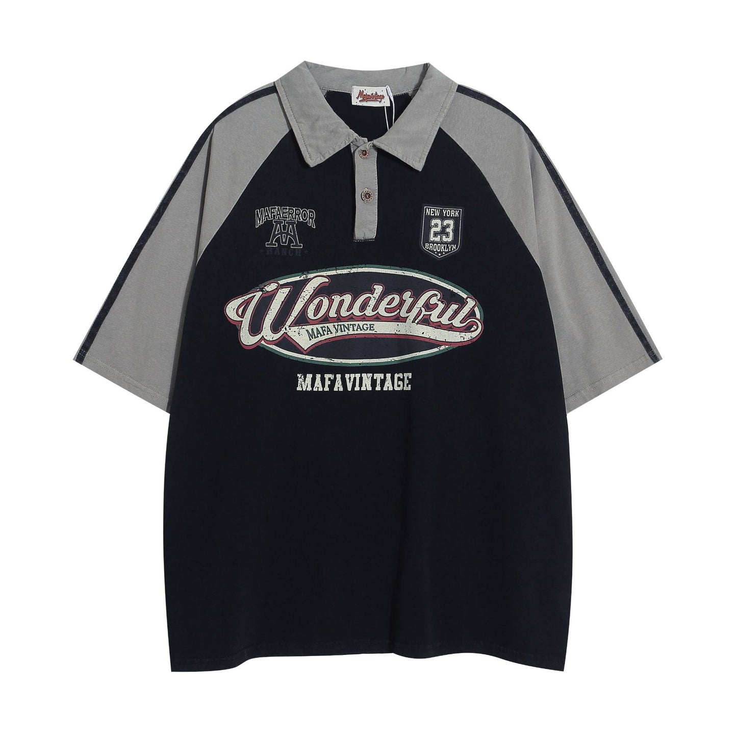 T shirt vintage usa summer short-sleeved sweatshirt washed old lapel polo shirt