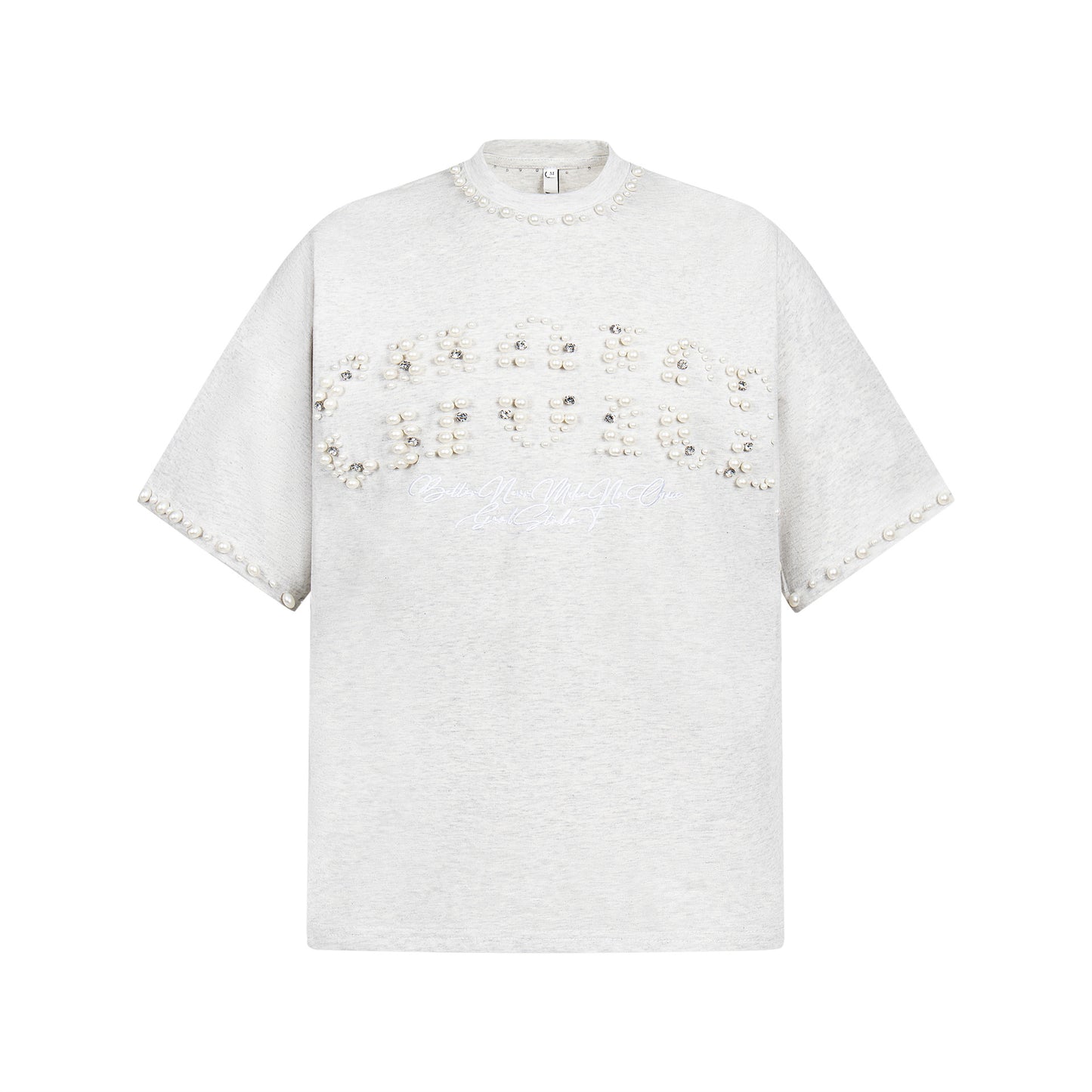 Unisex T-shirts Street Beaded Letter Men's Loose Short Sleeve T-Shirt