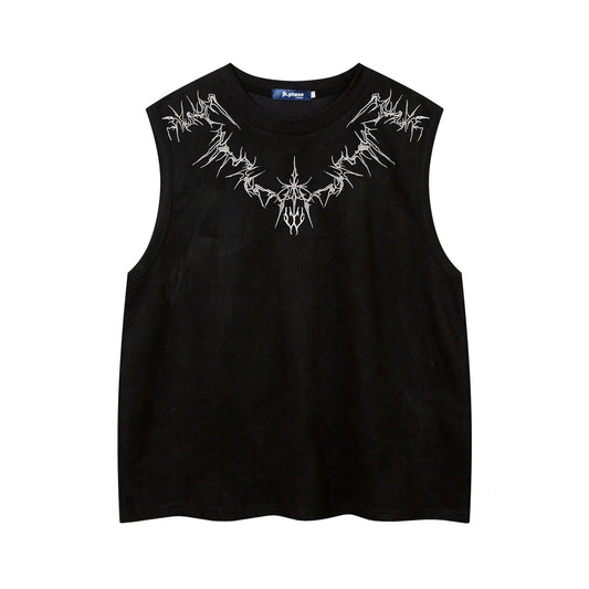 1990 Fashion Summer Vest Embroidered Loose Sleeveless T-Shirt