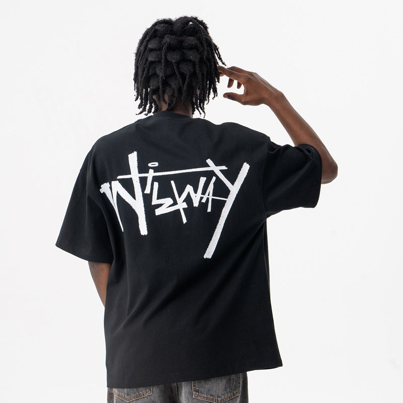 Vintage 90s Hip Hop Clothing Summer Vintage Graffiti Short Sleeve T-Shirt