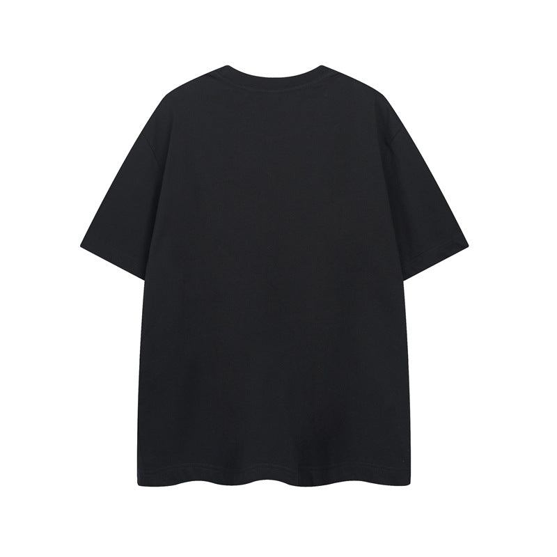 Y2K mens shirt retro printed loose round neck men's short-sleeved T-shirt