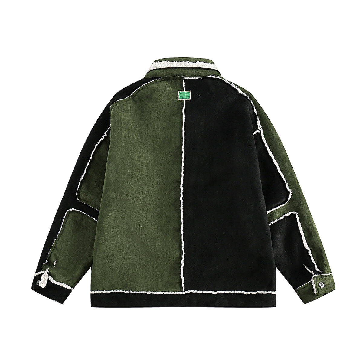 Unisex Down Jacket Winter Floral Embroidery Contrast Lamb Fleece