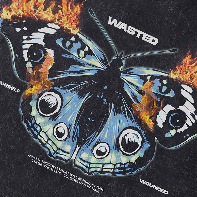 Ropa Vintage Hombre Butterfly Graffiti Old Short Sleeve T-Shirt