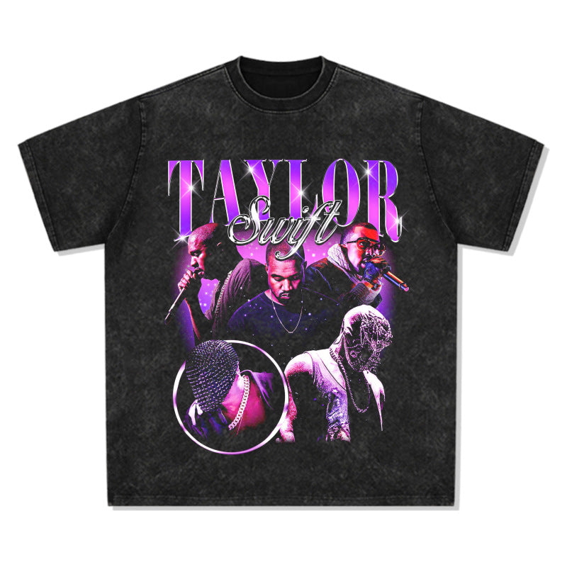 New york hip hop shop vintage kanye west taylor short sleeve t-shirt