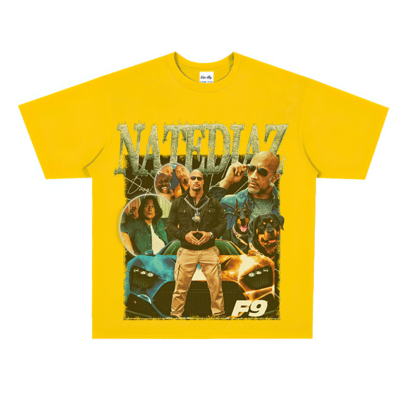 Film Star T Shirt Speed and Passion Pure Cotton Short Sleeve Loose T-shirt Men