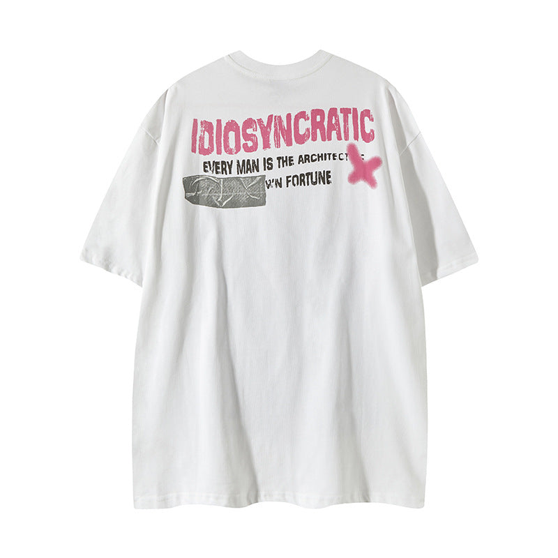 Nyc T Shirt Vintage Washed Cartoon Rabbit Short Sleeve T-Shirt Summer Loose Casual Top
