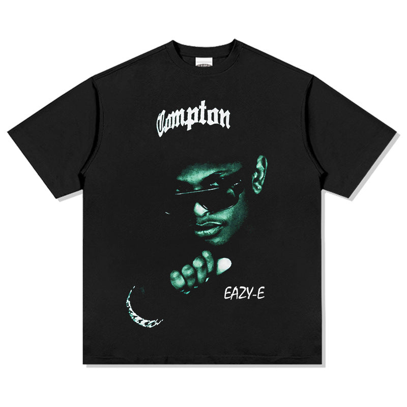 Marcas streetwear usa vintage hip hop Eazy-E print short-sleeved t-shirt