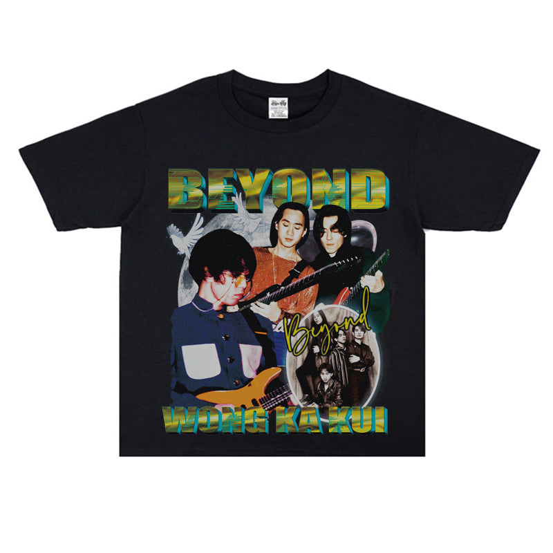 Film Star T Shirt Rock beyond Band Printed Loose Retro Cotton T-shirt for Men and Women