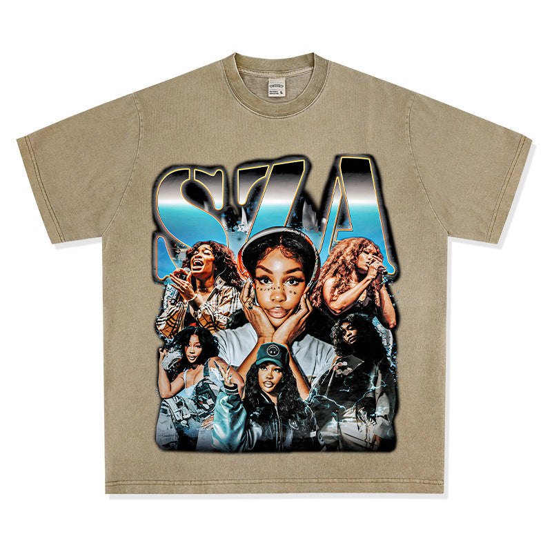 New york hip hop shop vintage hip hop sza print short sleeve t-shirt