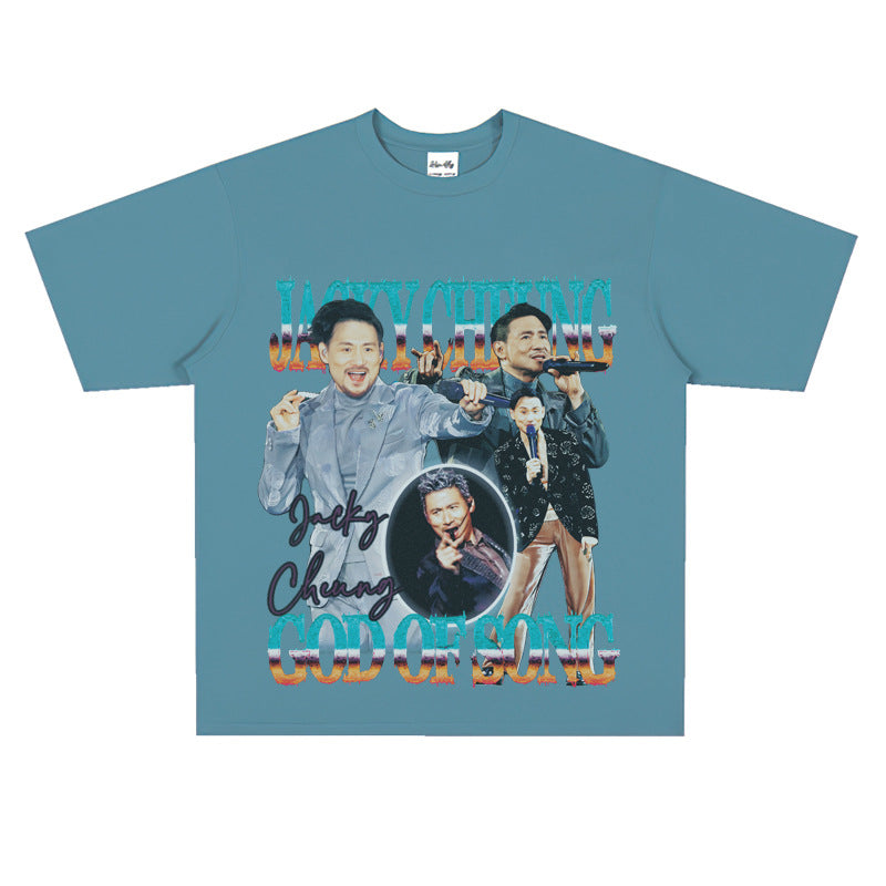 Film Star T Shirt Hong Kong God of Song Zhang Xueyou Printed Loose Street T-shirt
