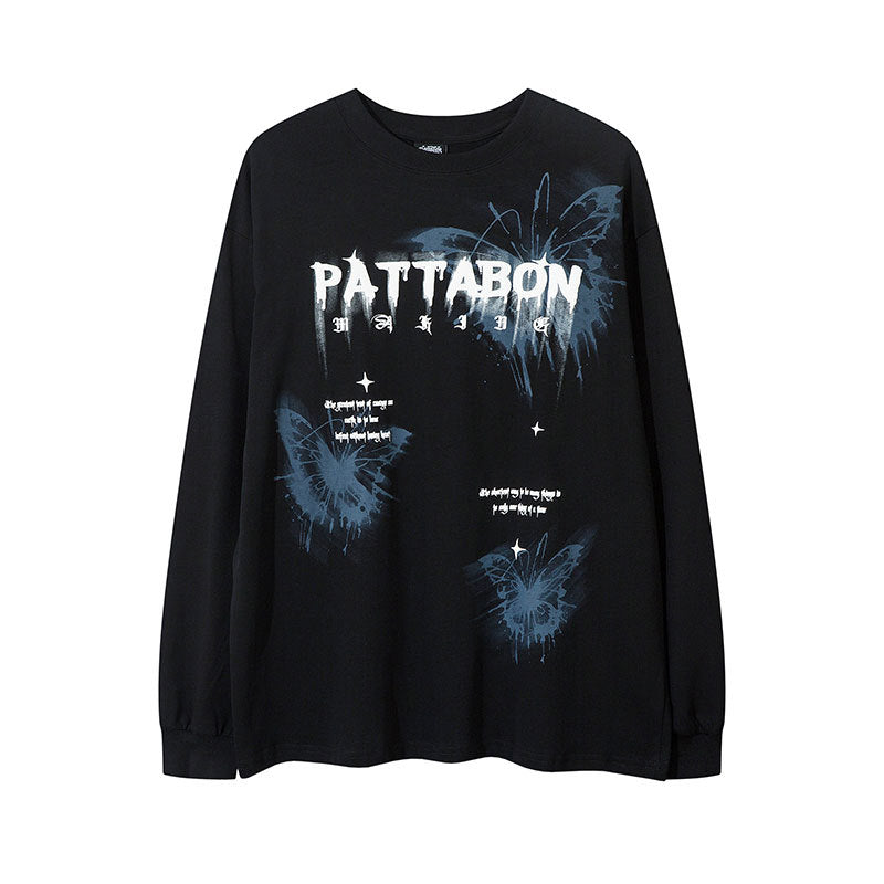 Marcas De Streetwear Butterfly Print Long Sleeve T-Shirt
