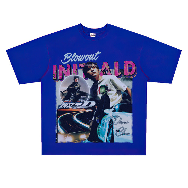 Film Star T Shirt Jay Chou Short Sleeve Retro Street Printed round Neck T-shirt for Men and Women