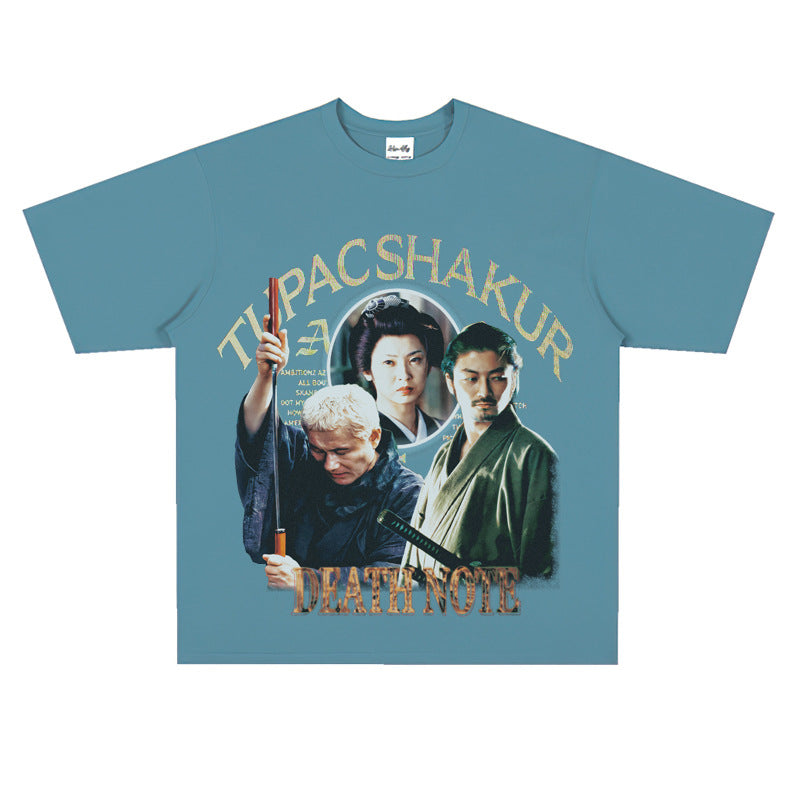 Film Star T Shirt Japanese Movie Zatōichi Loose Street Cotton T-shirt Men