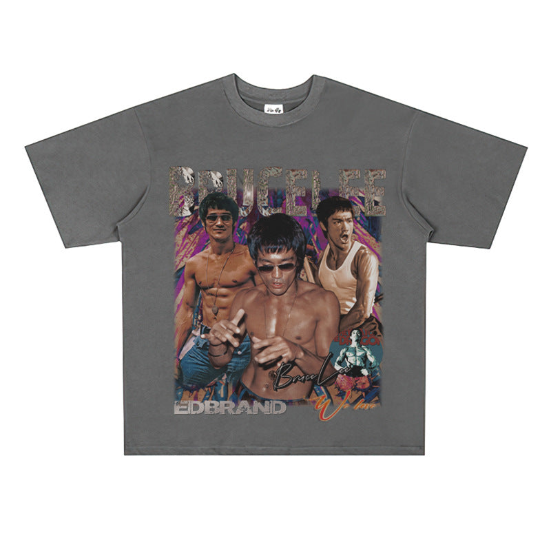 Film Star T Shirt Movie Bruce Lee Cotton Short Sleeve Loose round Neck American T-shirt Men and Women