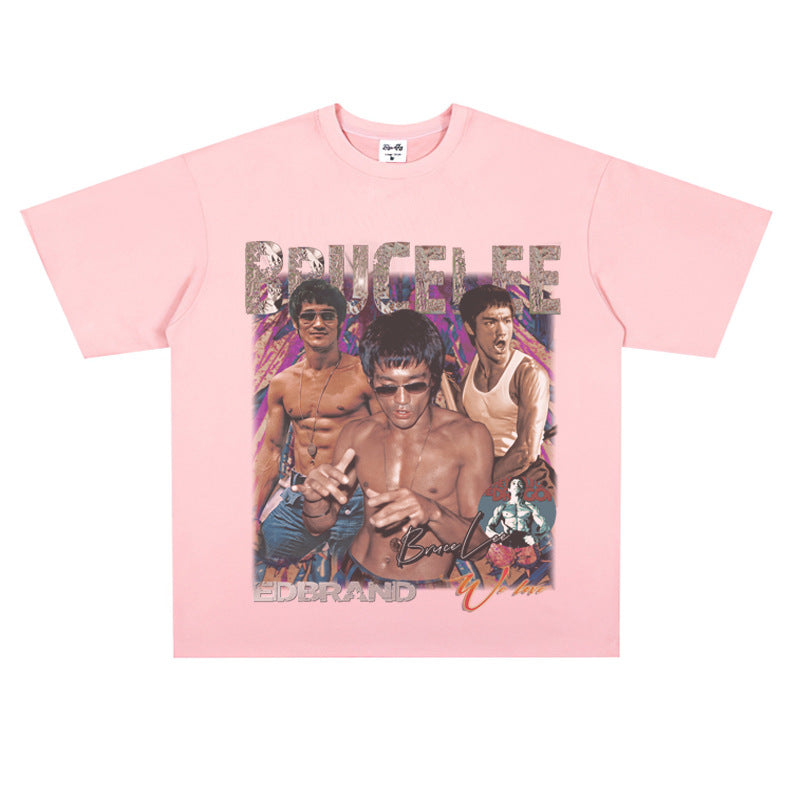 Film Star T Shirt Movie Bruce Lee Cotton Short Sleeve Loose round Neck American T-shirt Men and Women