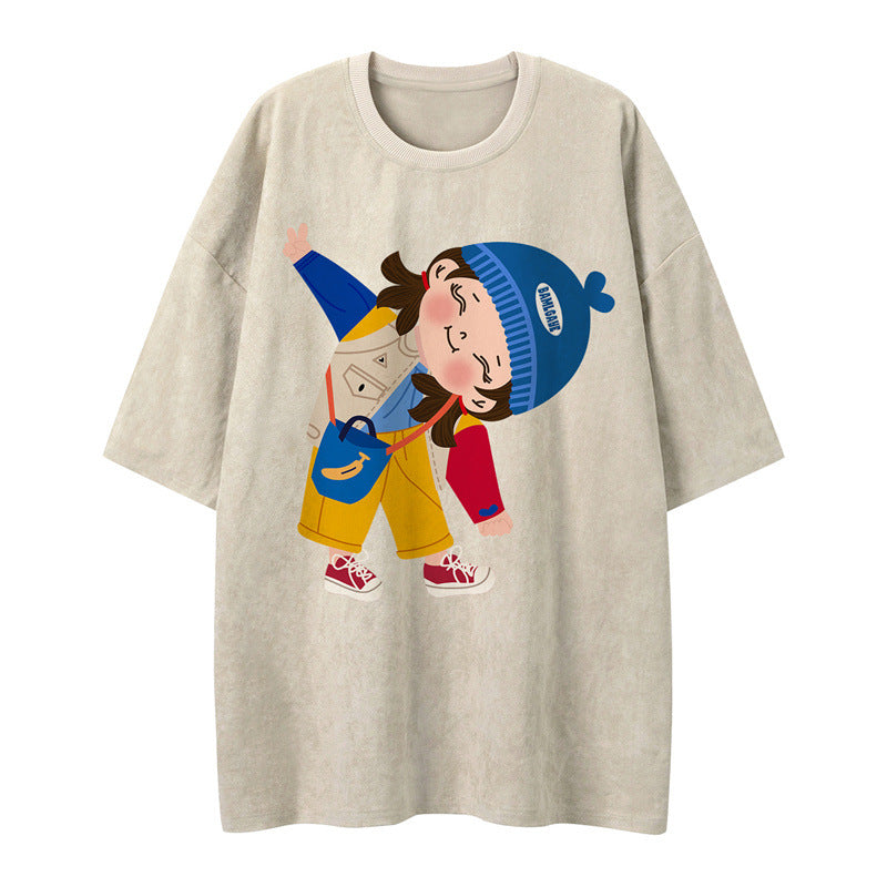 US drip outfits Summer Vintage Casual Loose Short Sleeve T-Shirts