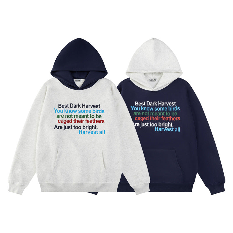 Streetwear Hoodie Sweater Spring Color Letter Print Loose Hoodie