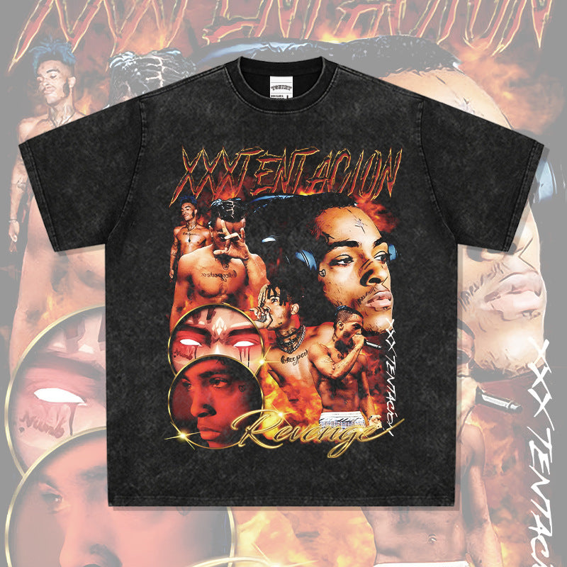 Cool t rapper vintage hip hop XXX tentacion print hiphop short sleeve t-shirt