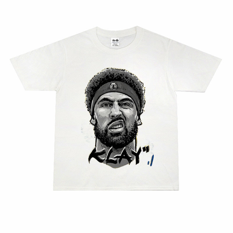 Film Star T Shirt Klaythompson Washed Distressed Printed American T-Shirt Retro Loose Short Sleeve