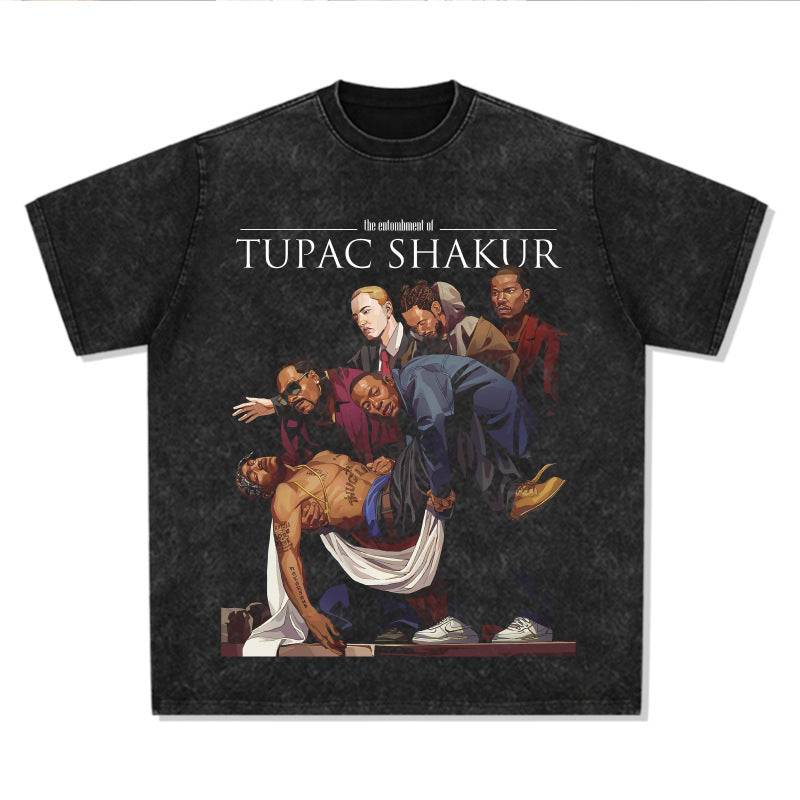 New york hip hop shop Homage TUPAC SHAKER 2PAC old printed short sleeve t-shirt