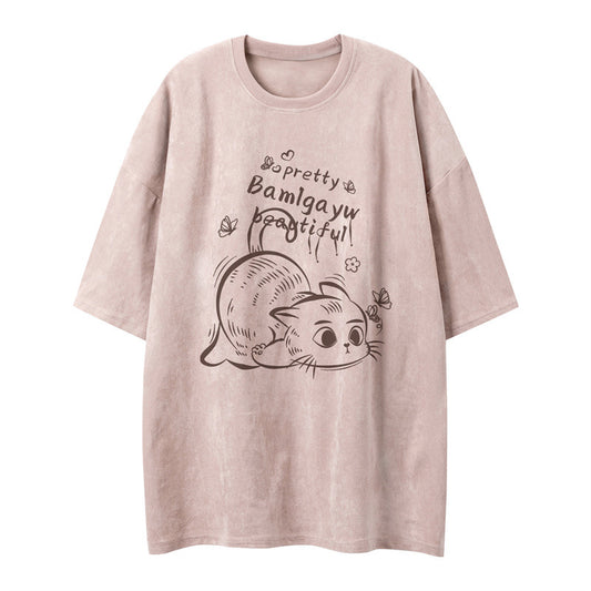 US drip outfits Summer Vintage Casual Loose Short Sleeve T-Shirts